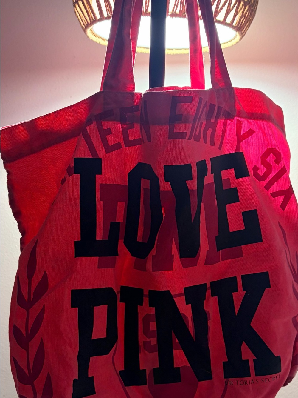 PINK Victoria's Secret Pink Canvas LOVE PINK Logo Tote